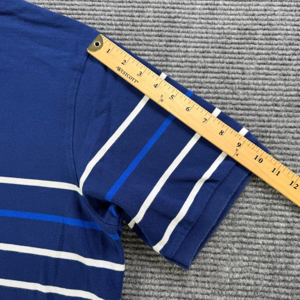 Polo Ralph Lauren Blue White Striped Short Sleeve Pique Polo Shirt Mens 2XB‎ Big